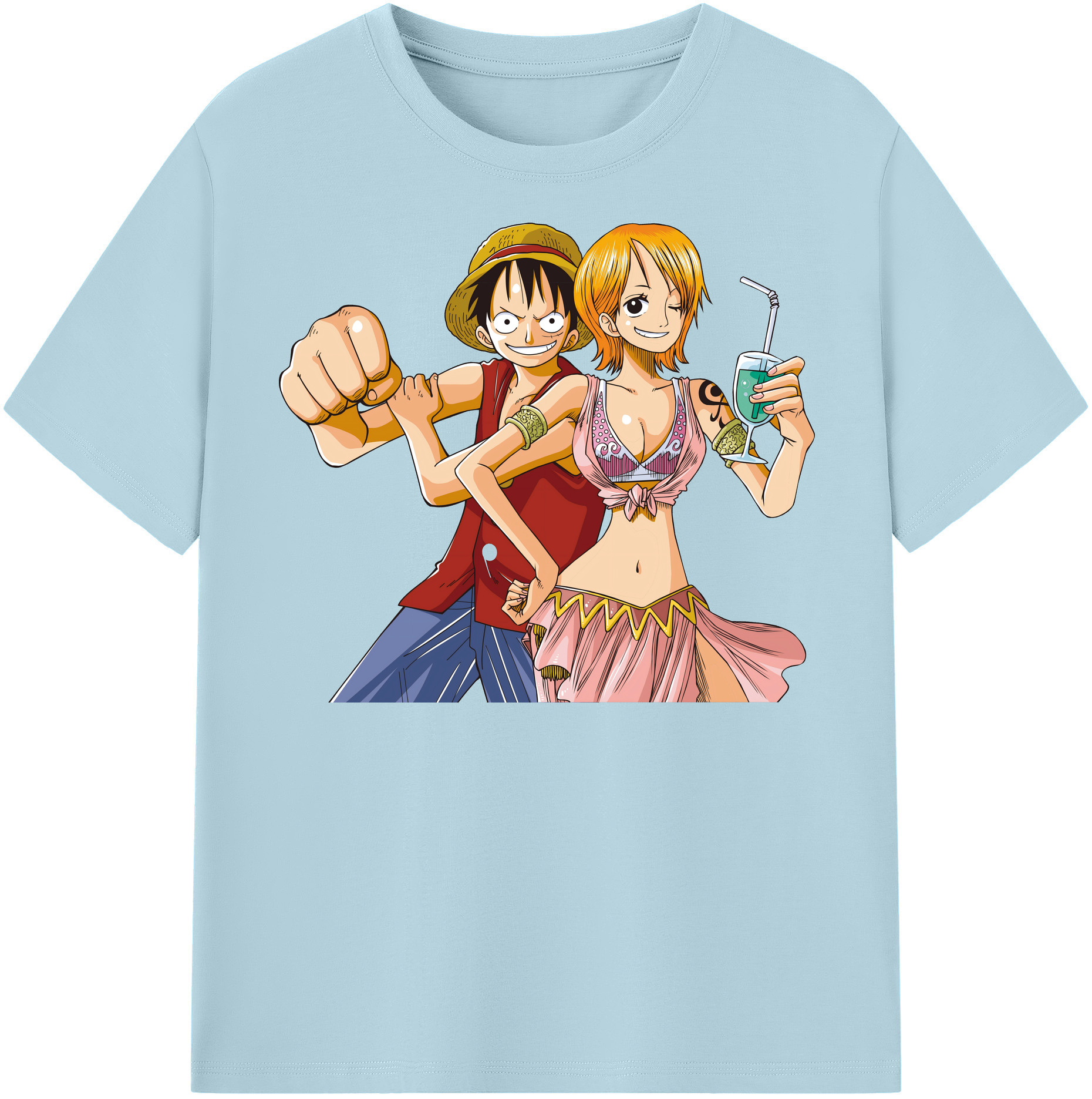 ワンピース モンキー・D・ルフィ ONE PIECE Monkey D. Luffy 綿100％半袖Tシャツ（フロントプリント）